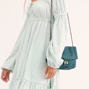 NWT Free People Lowry Mini Dress, Blue, Large
